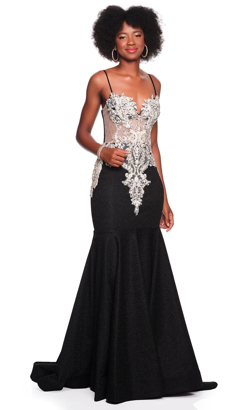 Dave & Johnny 12800 - Beaded Lace Mermaid Sleeveless Gown Prom Dresses