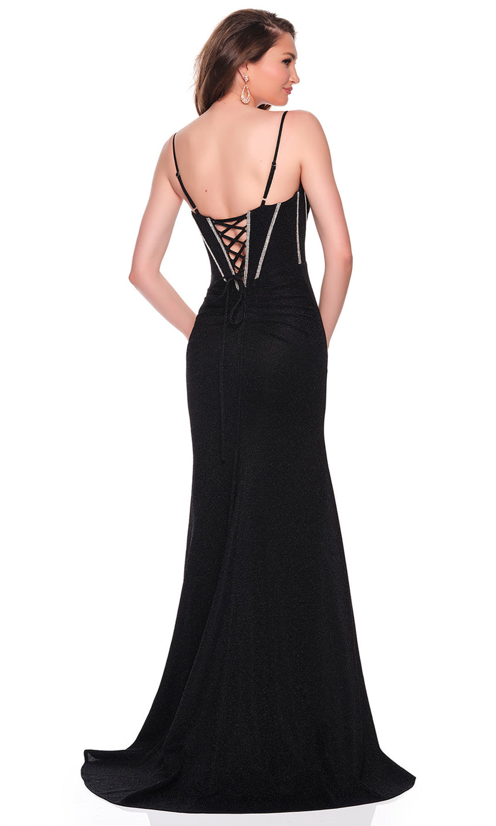Dave & Johnny 12804 - Embellished Corset Basque Shimmer Gown Prom Dresses