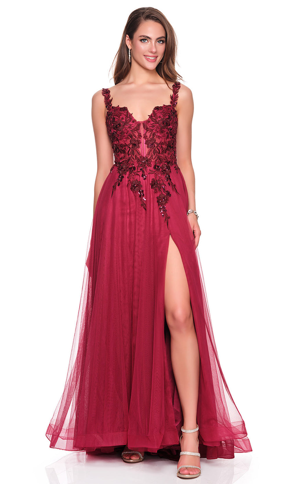 Dave & Johnny 12808 - Beaded Embroidered Tulle Sweetheart Gown Prom Dresses