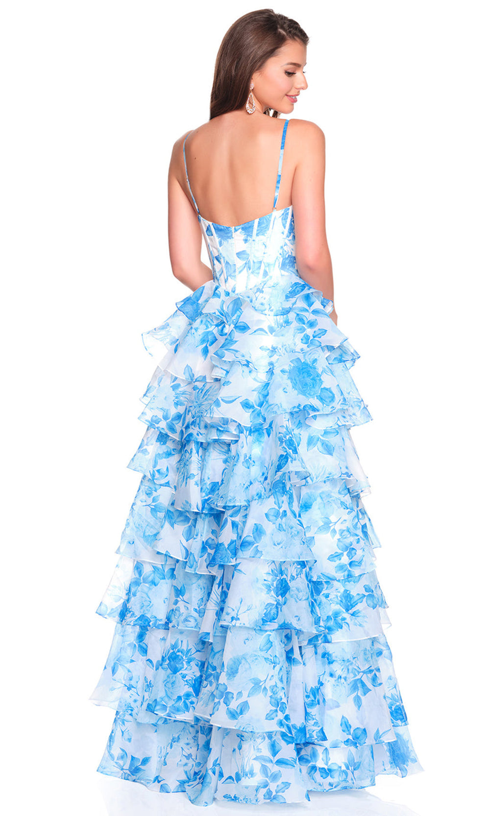 Dave & Johnny 12809 - Printed A-Line Prom Gown with Ruffles Prom Dresses