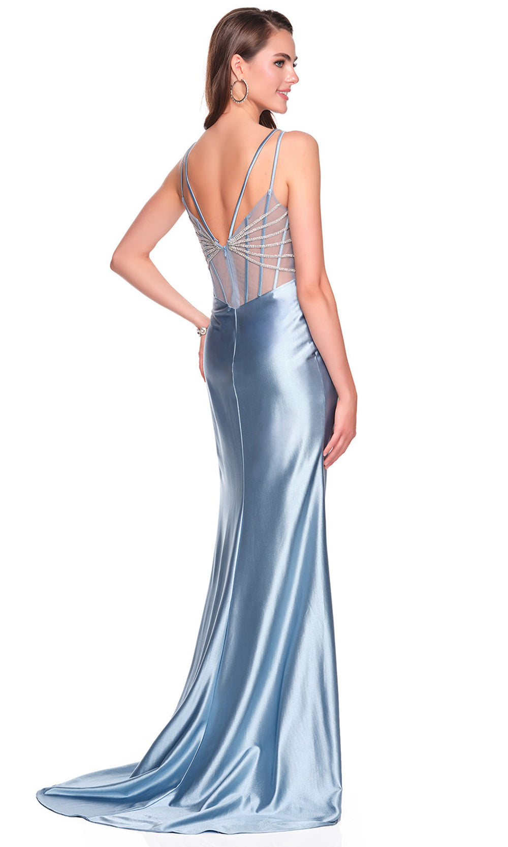 Dave & Johnny 12822 - Sparkling Beaded Corset Sheath Gown Prom Dresses