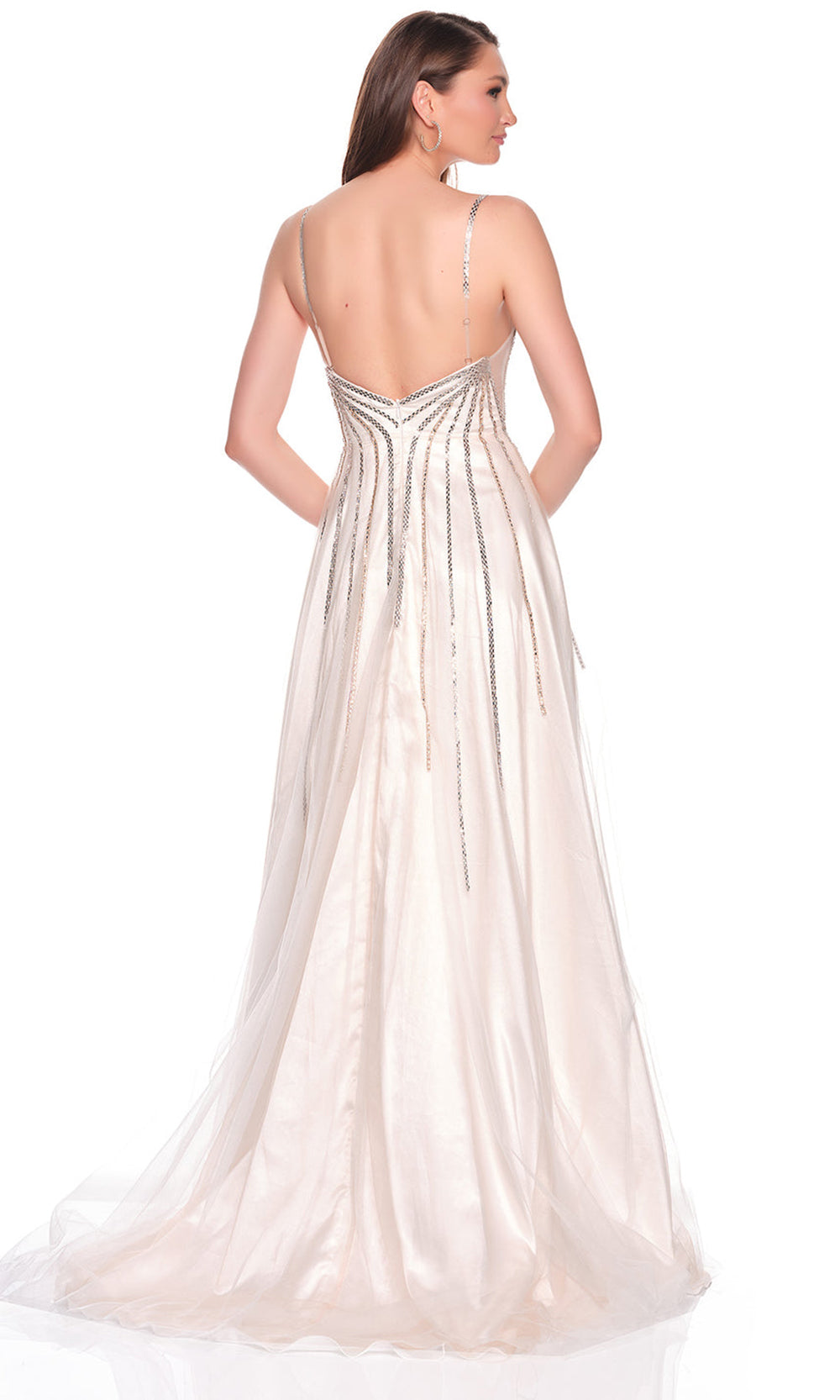 Dave & Johnny 12842 - Deep Sweetheart Linear Beaded Prom Gown Prom Dresses