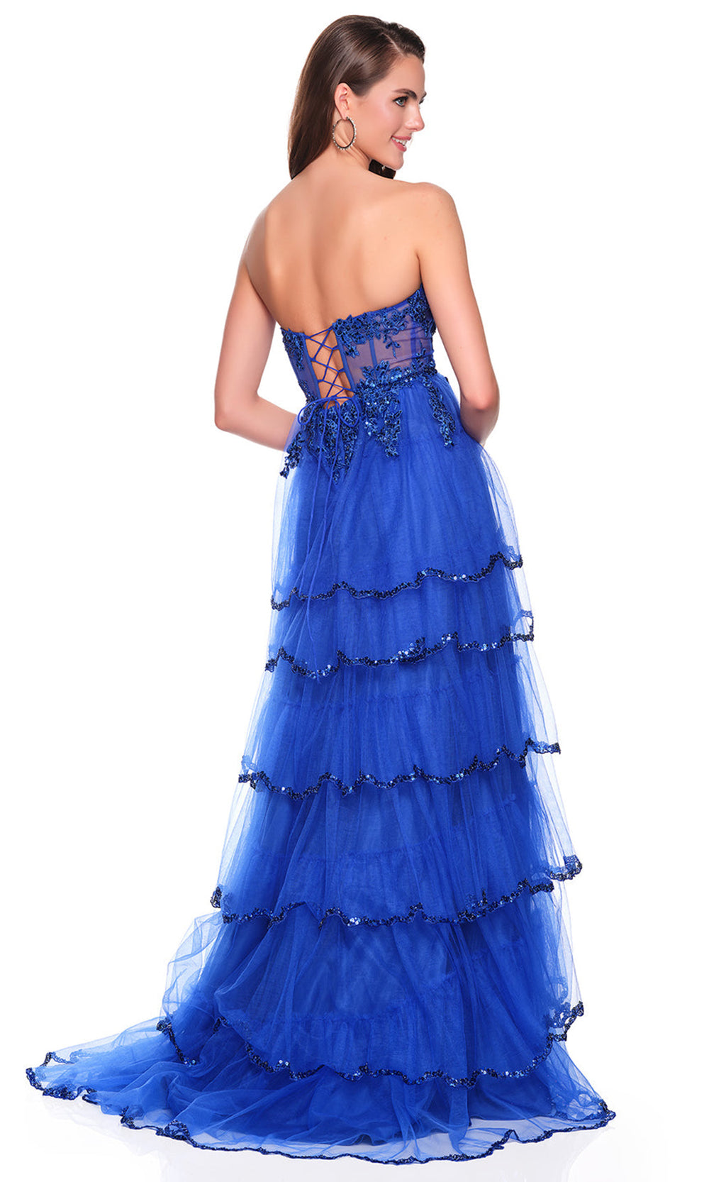 Dave & Johnny 12871 - Scoop Neck Embellished Tiered Dress Prom Dresses