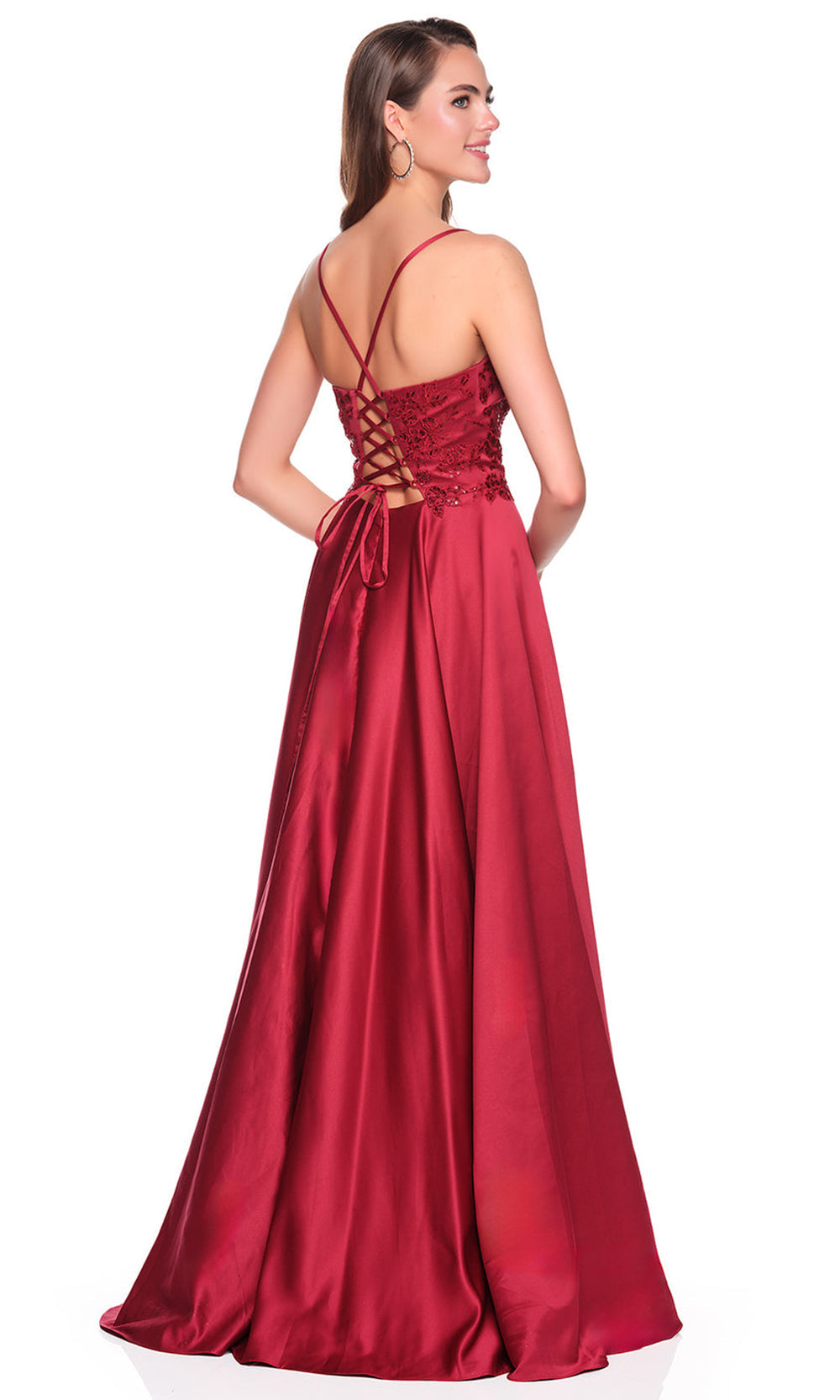 Dave & Johnny 12873 - Embroidered Top Long V-Neckline Dress Prom Dresses