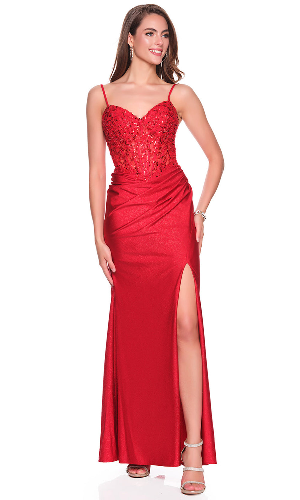 Dave & Johnny 12880 - Lace-Up Back Sweetheart Jersey Dress Prom Dresses