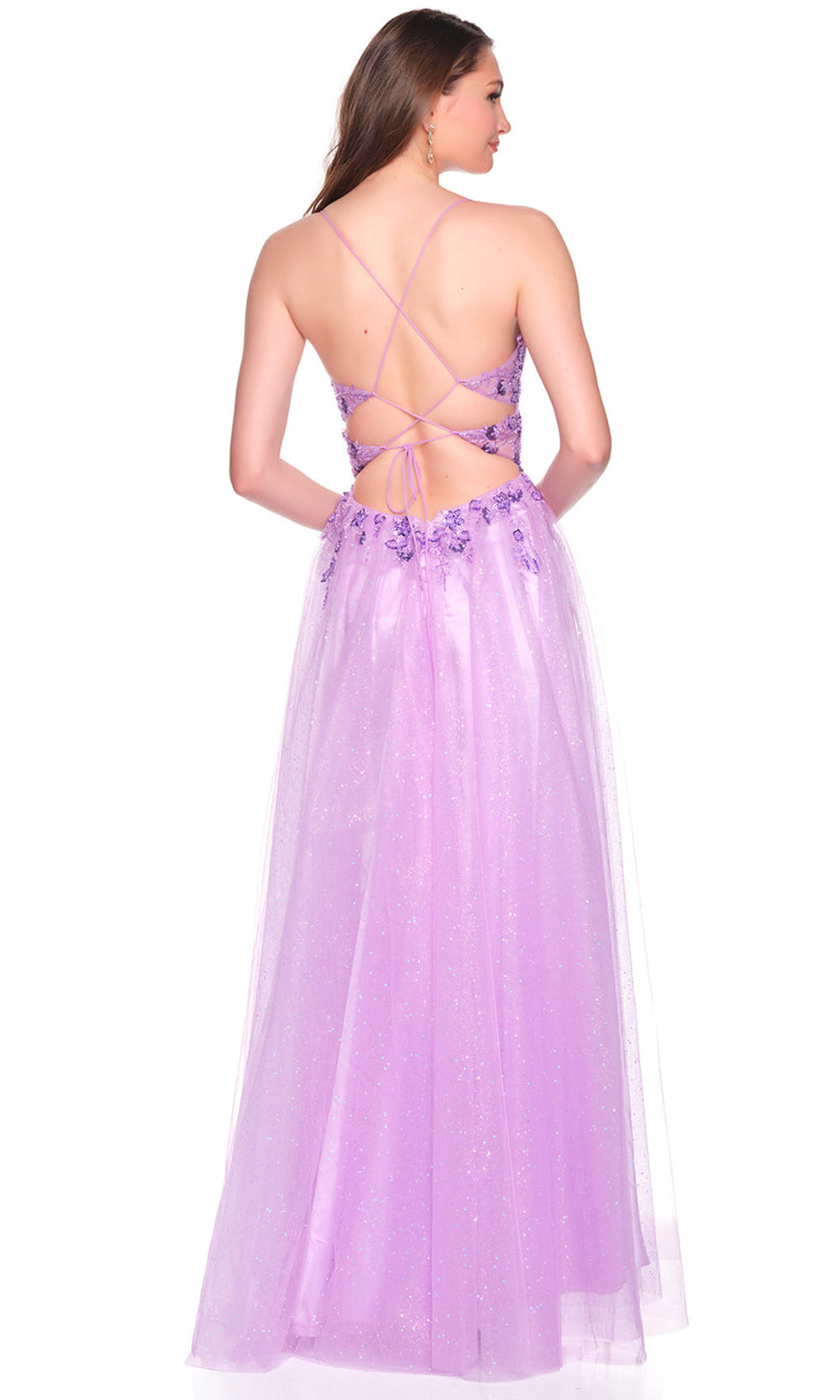 Dave & Johnny 12883 - Strappy Back Embellished Tulle Ballgown Prom Dresses