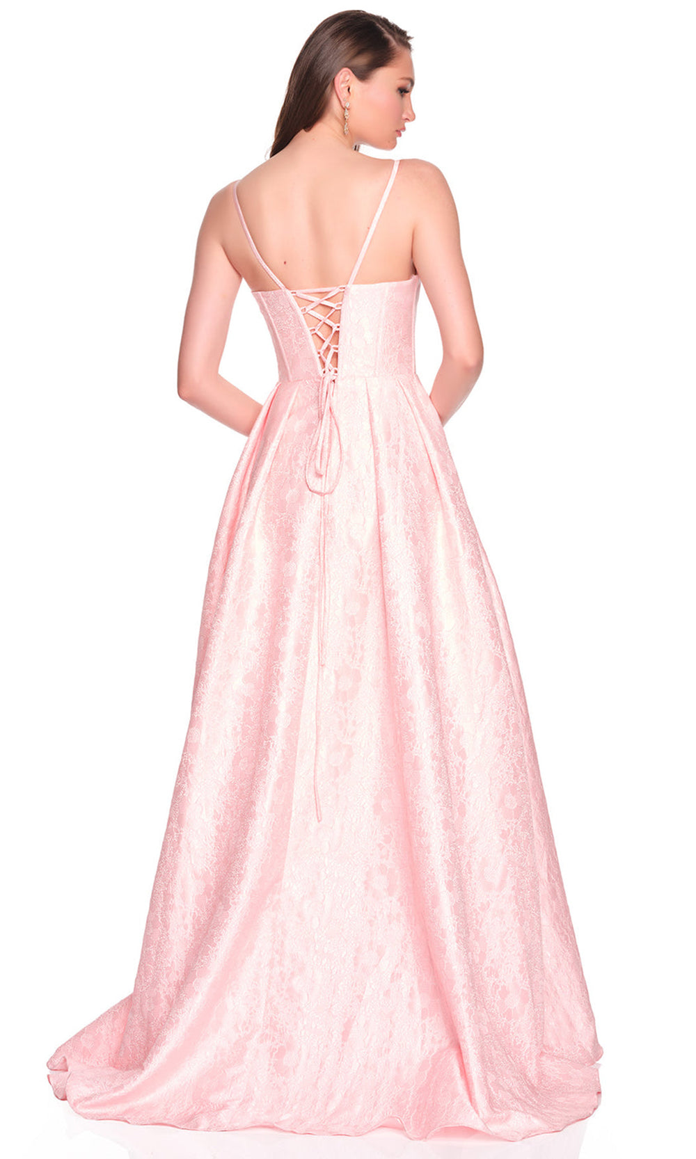 Dave & Johnny 12885 - Sweetheart Neck Brocade Slit Dress Prom Dresses