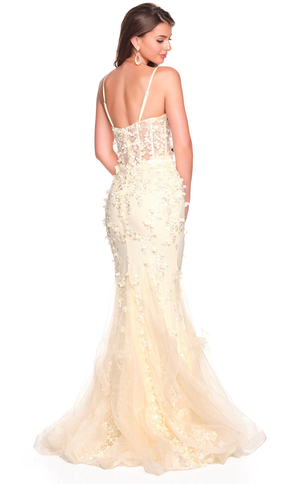 Dave & Johnny 12912 - Mermaid Sleeveless Dress with 3D Florals Prom Dresses