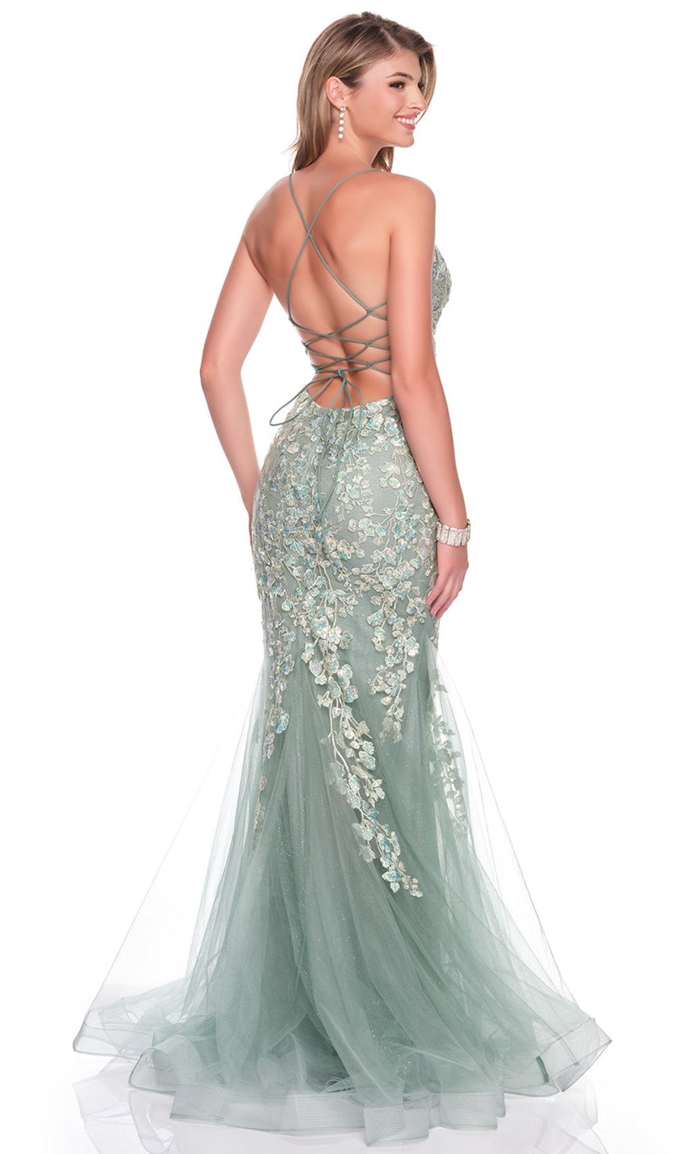 Dave & Johnny 12924 - Illusion Bodice Applique Mermaid Dress Prom Dresses