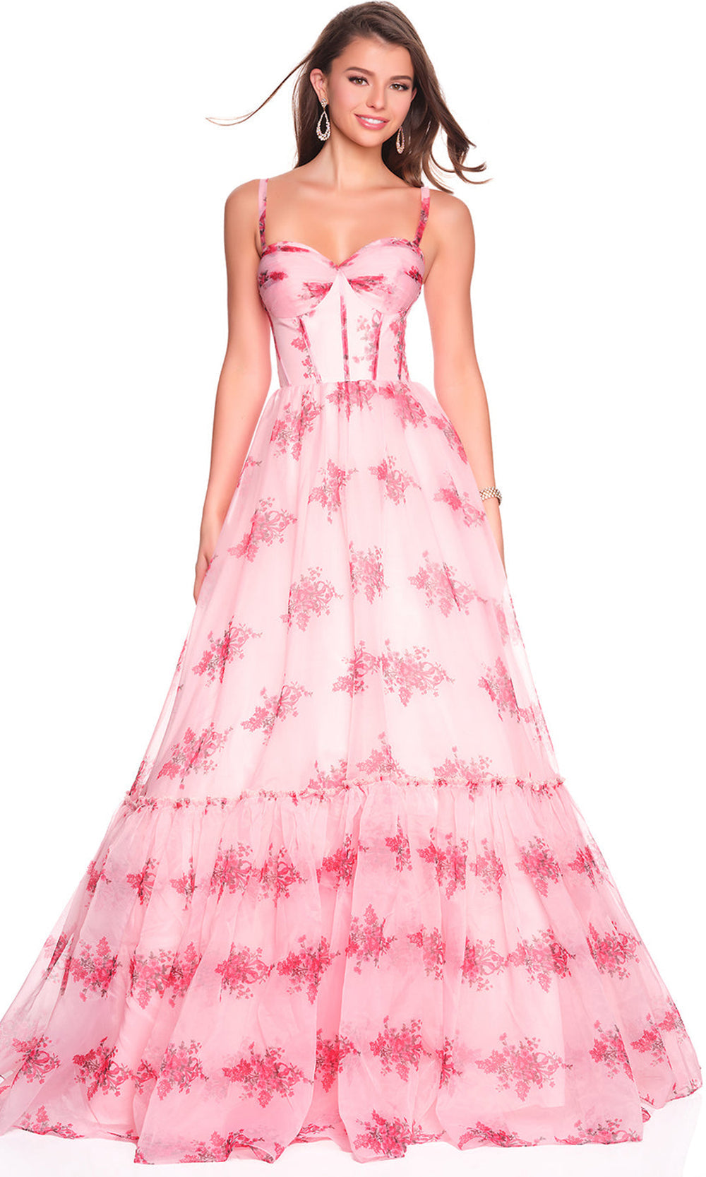 Dave & Johnny 12934 - Printed Corset-Style Sweetheart Gown Prom Dresses