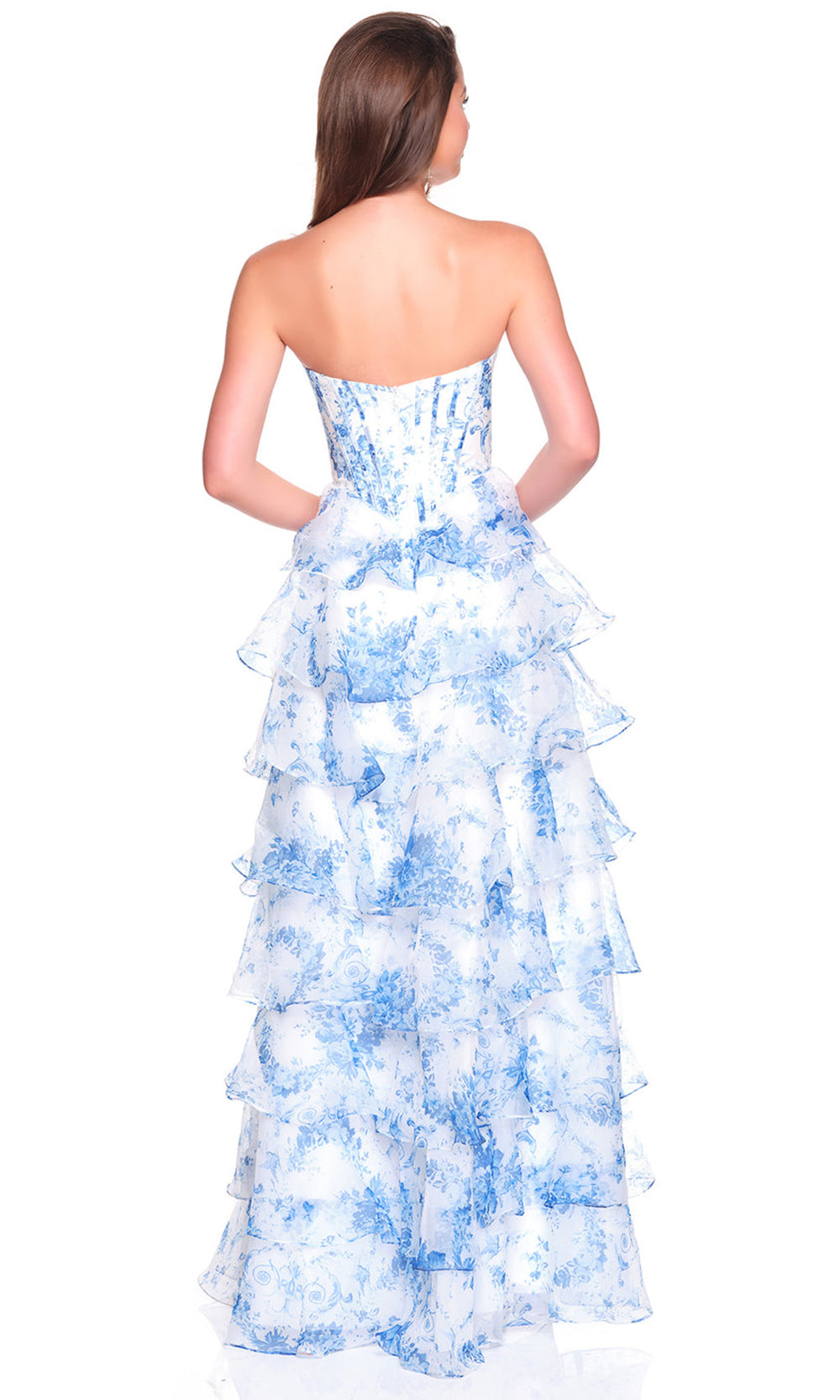 Dave & Johnny 12936 - Sweetheart Corset Printed Slit Dress Prom Dresses