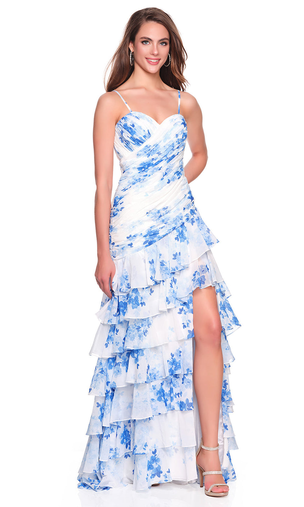 Dave & Johnny 12939 - Printed Chiffon Tiered Sleeveless Dress Prom Dresses