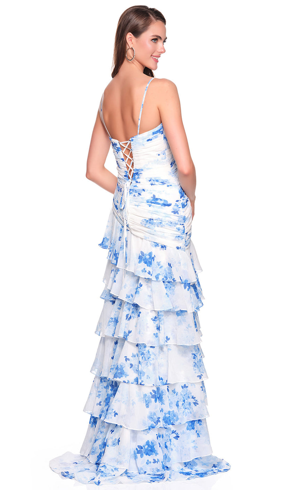 Dave & Johnny 12939 - Printed Chiffon Tiered Sleeveless Dress Prom Dresses