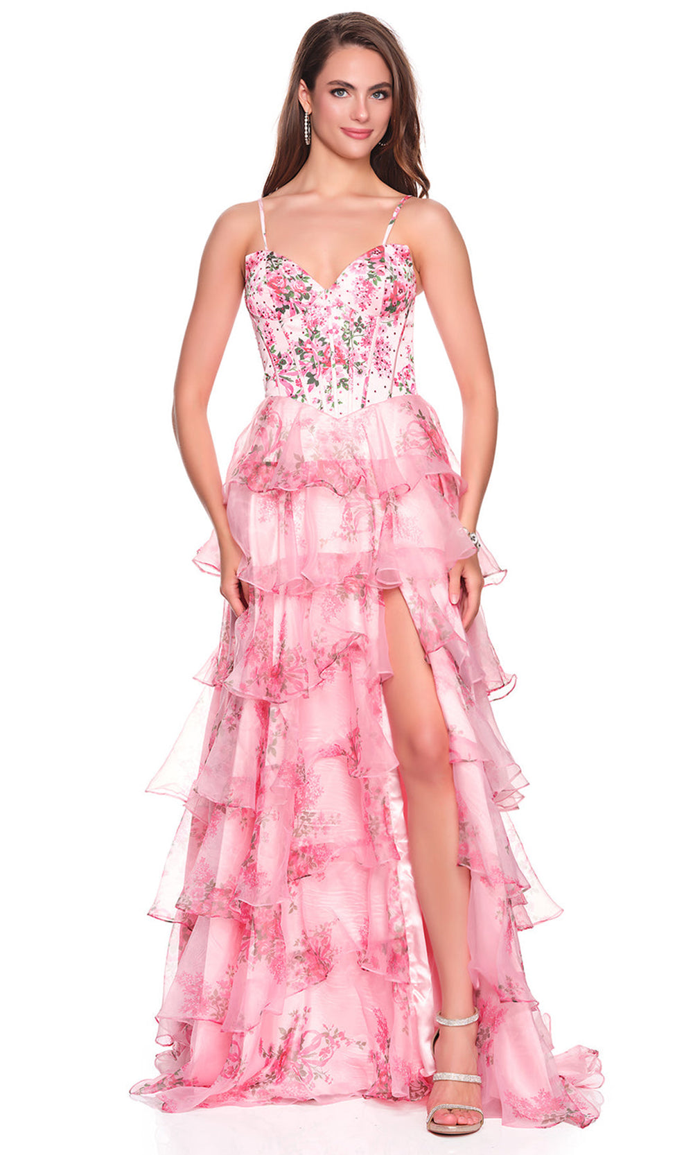 Dave & Johnny 12941 - Printed Sweetheart Long A-Line Dress Prom Dresses