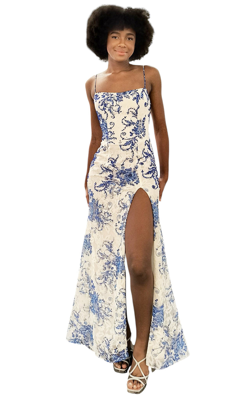 Dave & Johnny 12951 - Printed Sheath Spaghetti Strap Dress Prom Dresses