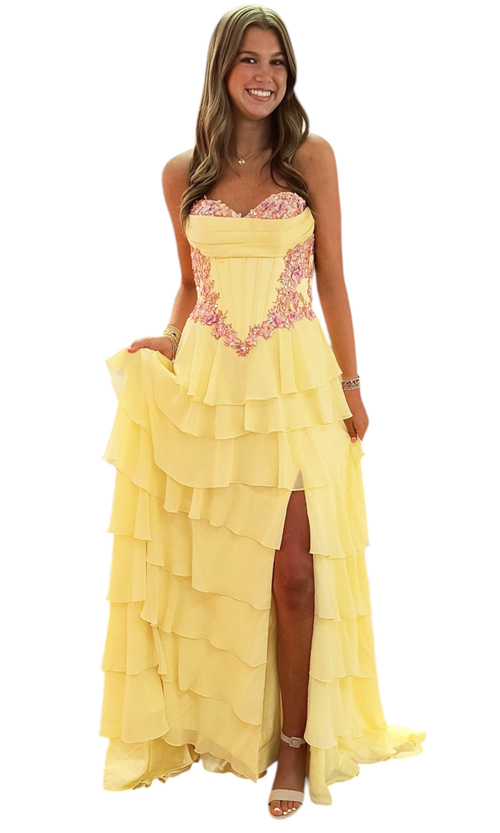 Dave & Johnny 12966 - A-Line Floral Embellished Prom Dress Prom Dresses