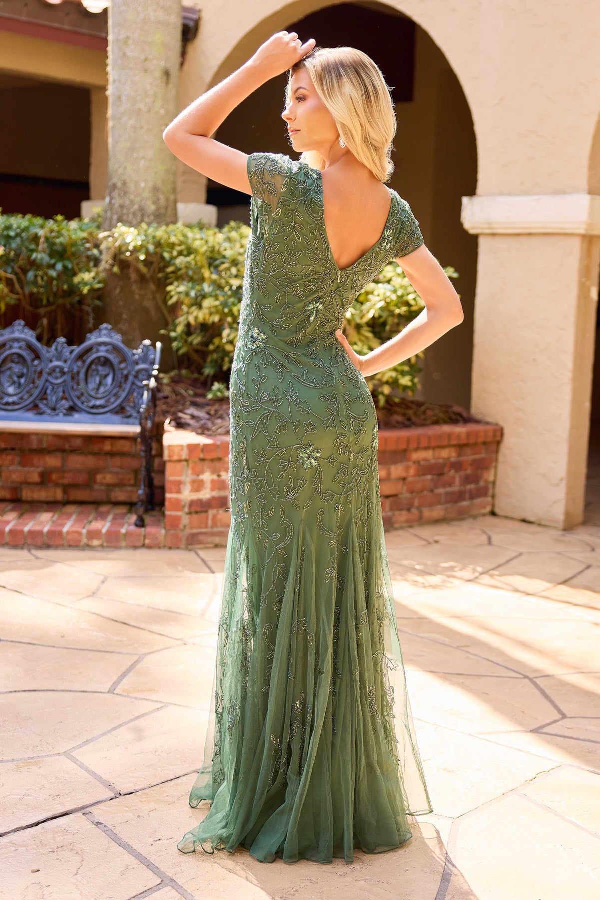 Primavera Couture 13133 - Embellished V-Neck Evening Dress