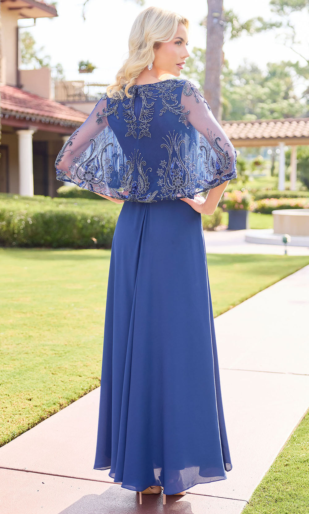 Primavera Couture 13162 - Cape Sleeve Empire Waist Formal Dress Mother of the Bride Dresses