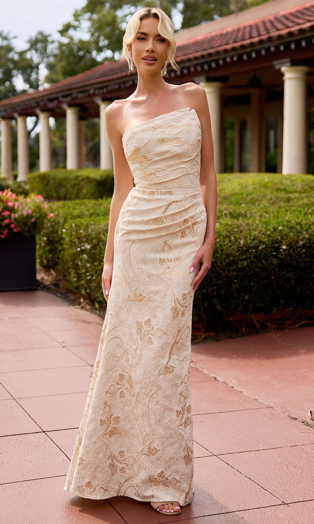 Primavera Couture 13163 - Strapless Asymmetric Fitted Long Dress Mother of the Bride Dresses