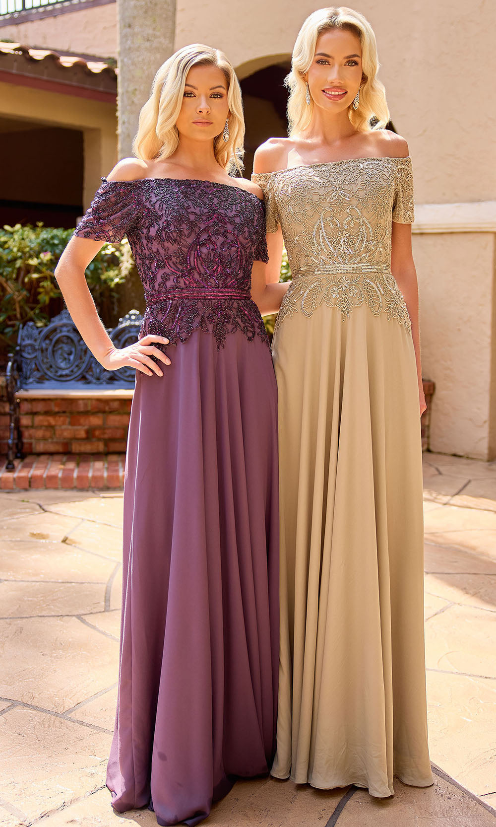 Primavera Couture 13164 - Short Sleeve Straight Neckline Long Dress Formal Gowns