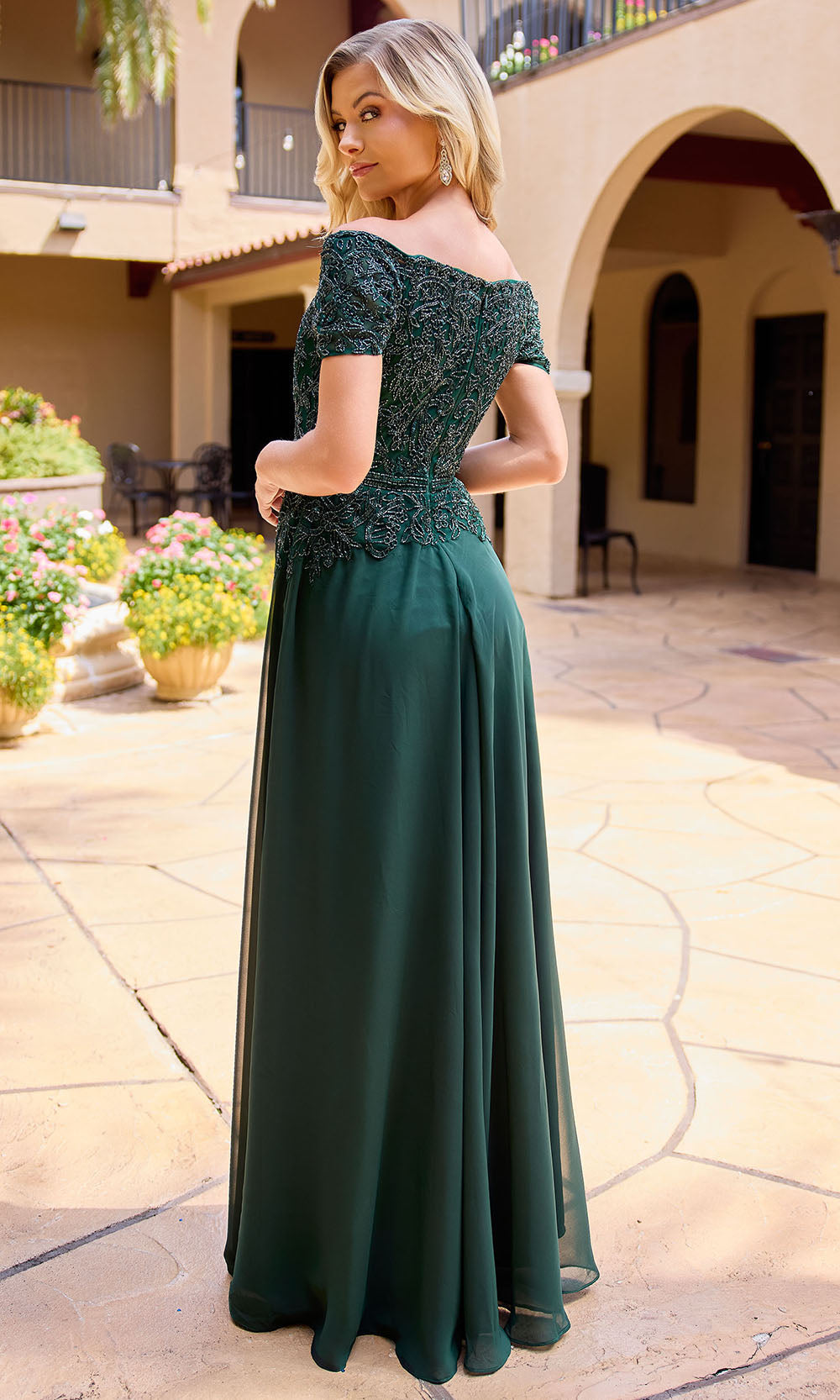Primavera Couture 13164 - Short Sleeve Straight Neckline Long Dress Formal Gowns