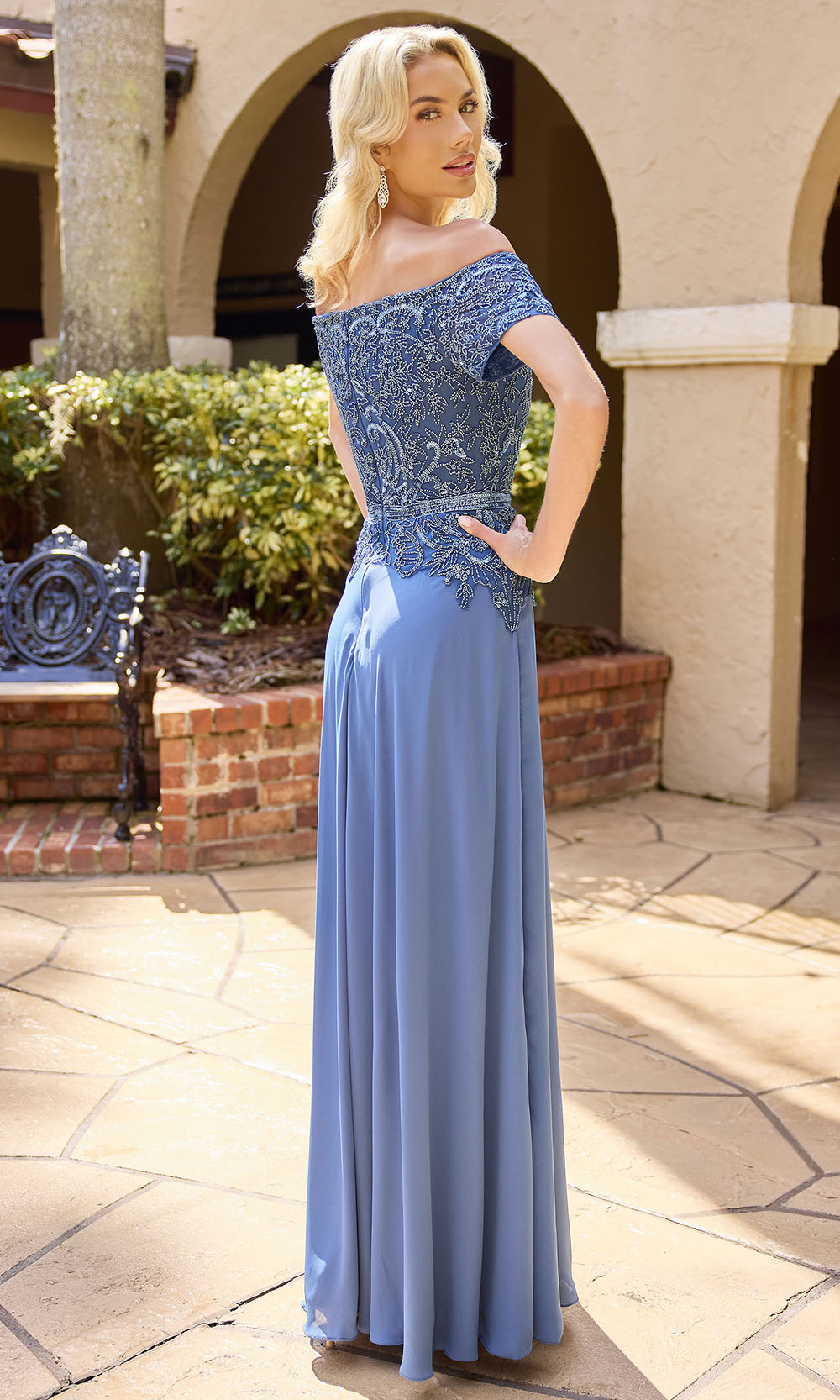 Primavera Couture 13164 - Short Sleeve Straight Neckline Long Dress Formal Gowns