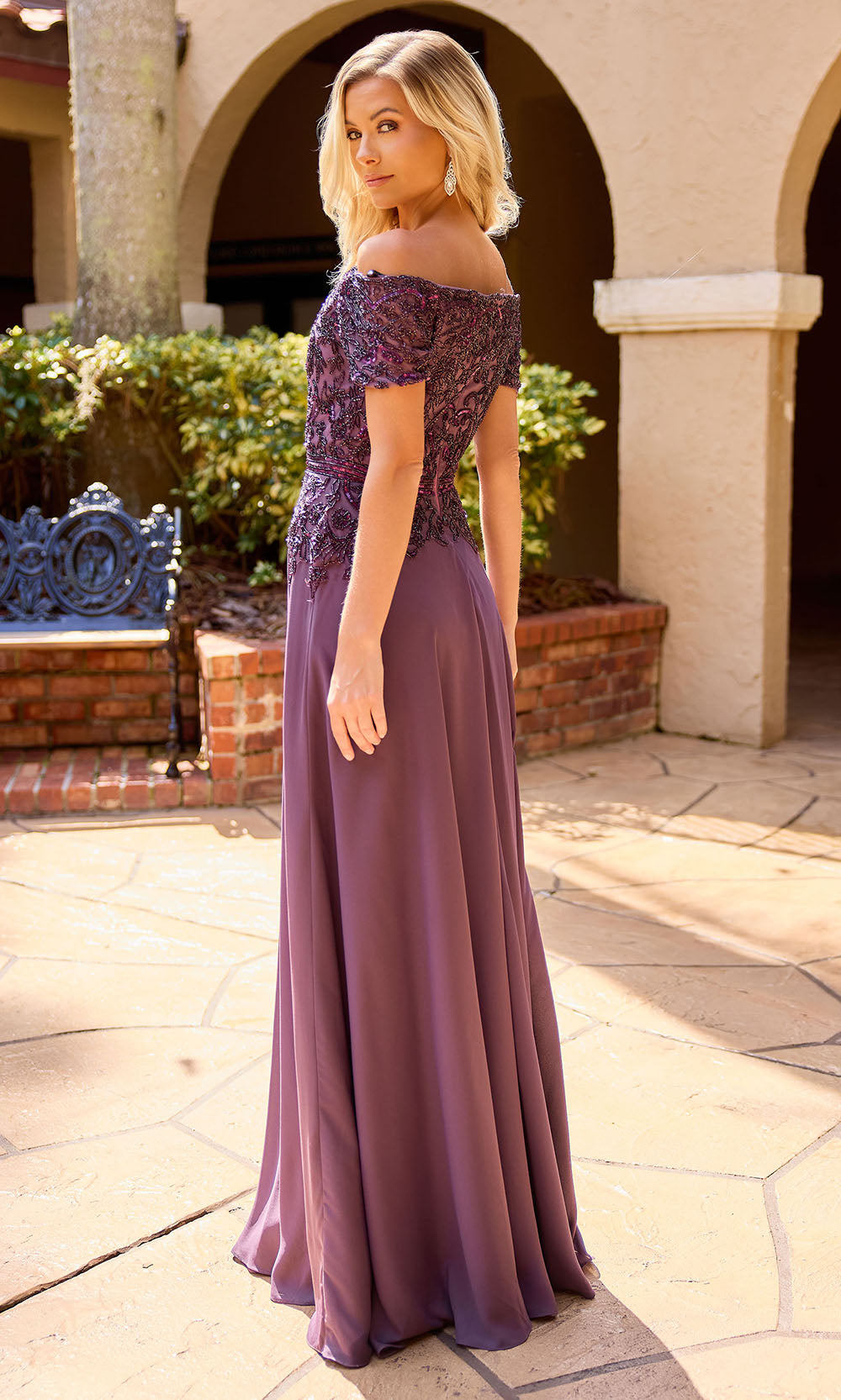 Primavera Couture 13164 - Short Sleeve Straight Neckline Long Dress Formal Gowns