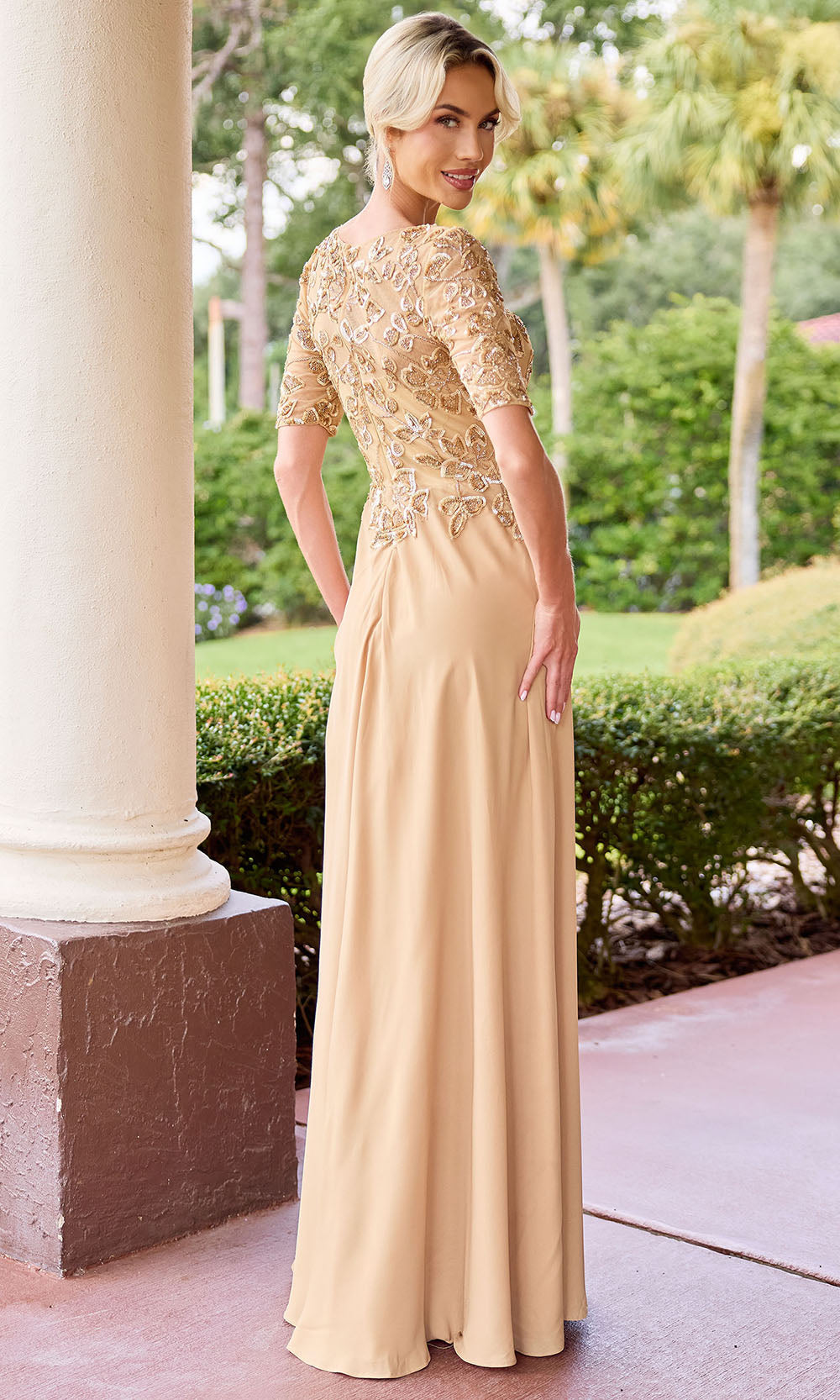 Primavera Couture 13171 - Short Sleeve Sparkle Formal Dress Mother of the Bride Dresses