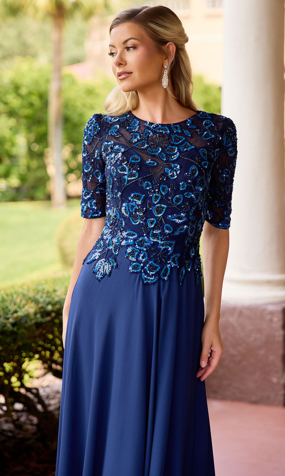 Primavera Couture 13171 - Short Sleeve Sparkle Formal Dress Mother of the Bride Dresses
