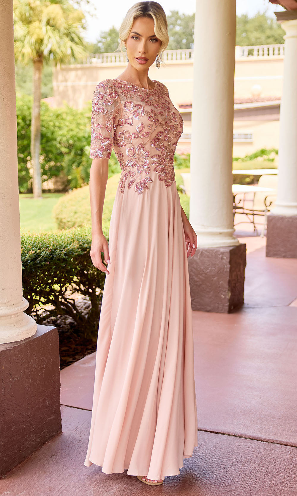 Primavera Couture 13171 - Short Sleeve Sparkle Formal Dress Mother of the Bride Dresses