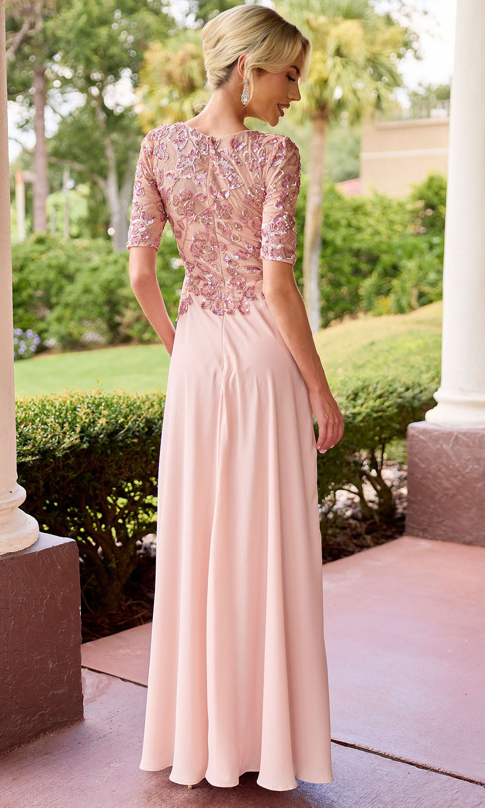 Primavera Couture 13171 - Short Sleeve Sparkle Formal Dress Mother of the Bride Dresses