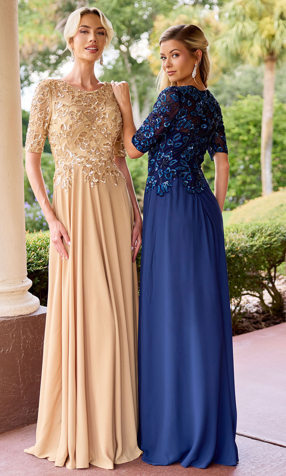 Primavera Couture 13171 - Short Sleeve Sparkle Formal Dress Mother of the Bride Dresses