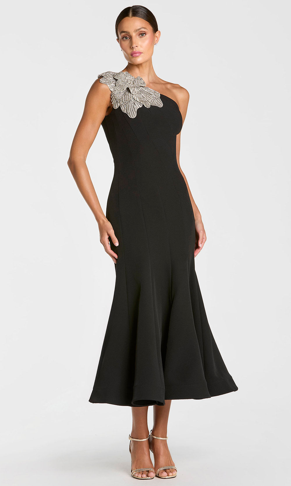Mac Duggal 13221 - Crystal Flower One Shoulder Dress Cocktail Dresses in Black