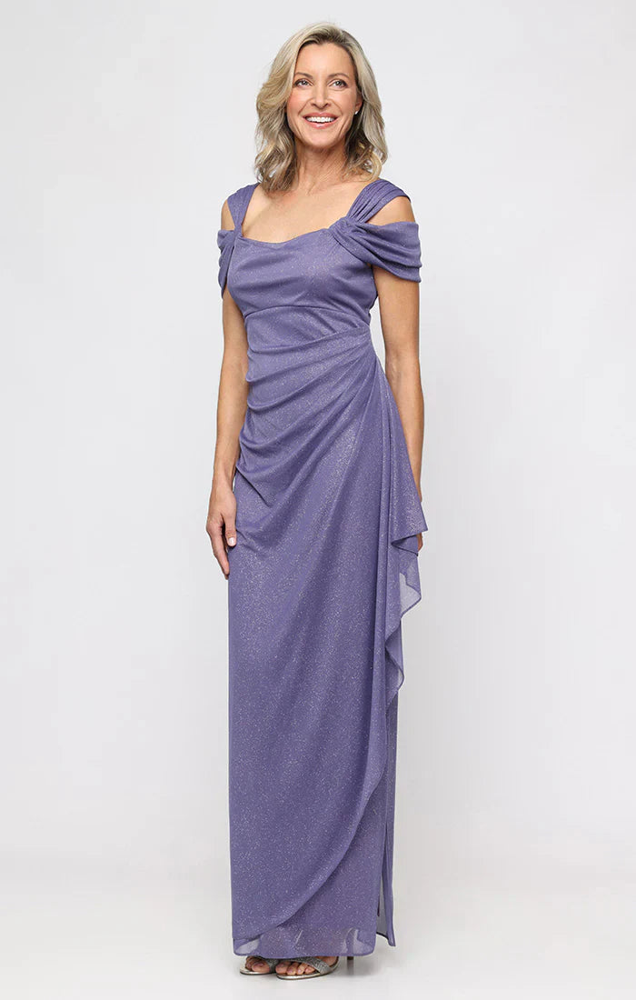 Alex Evenings - 133026 Shimmering Square Neck Formal Dress Mother of the Bride Dresses 4 / Black