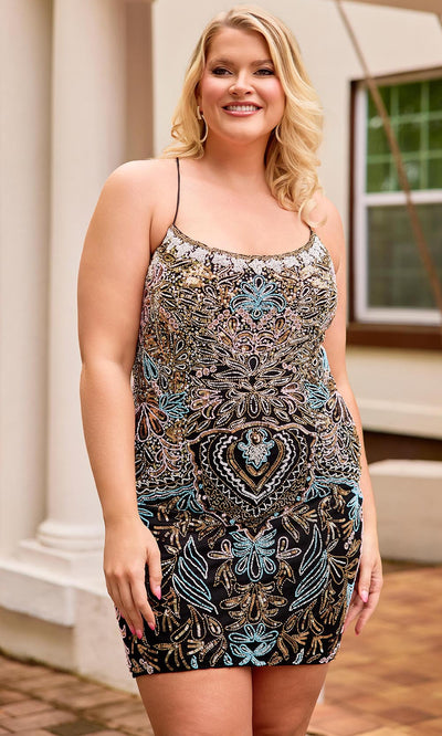 Primavera Couture 14090 - Embellished Strappy Back Fitted Dress Homecoming Dresses