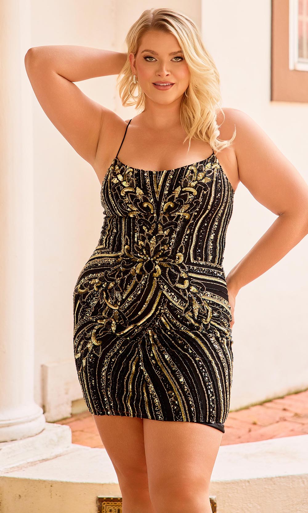 Primavera Couture 14093 - Sleeveless Scoop Mini Dress with Sparkle Cocktail Dresses