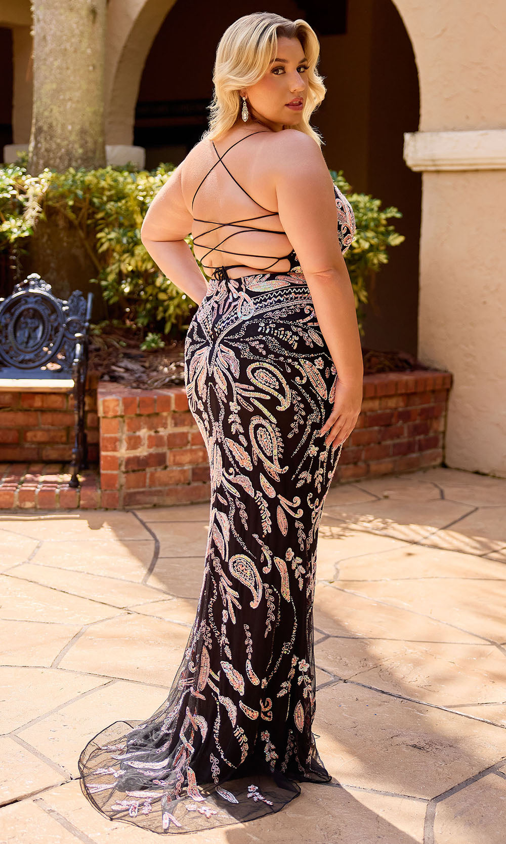 Primavera Couture 14102 - Sleeveless Fitted Dress with Paisley Beading Prom Dresses