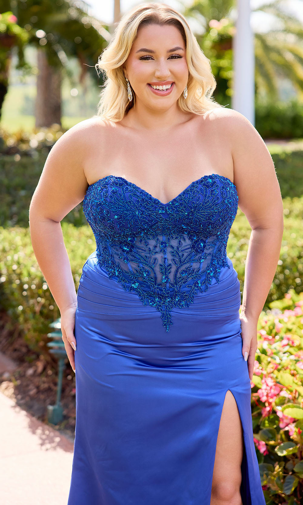 Primavera Couture 14109 - Sweetheart High Slit Dress with Beading Prom Dresses
