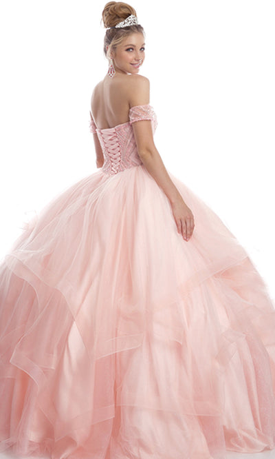 Juliet Dresses 1424 - Beaded Bodice Tiered Evening Gown Ball Gowns