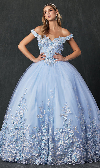 Juliet Dresses 1434 - Sweetheart Embellished 3D Flower Gown Quinceanera Dresses