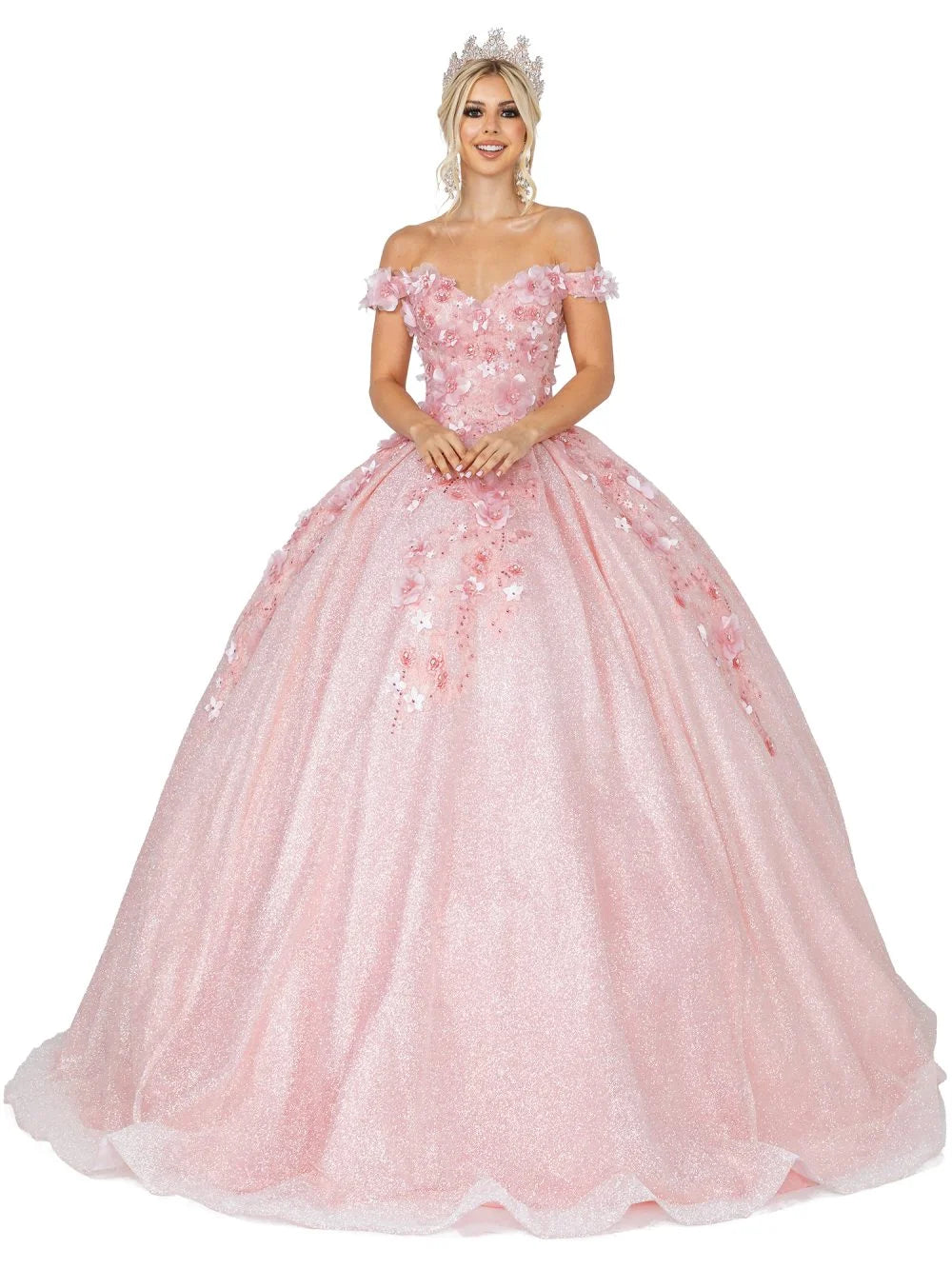 Dancing Queen - 1527 Beaded Floral Appliqued Quinceanera Gown