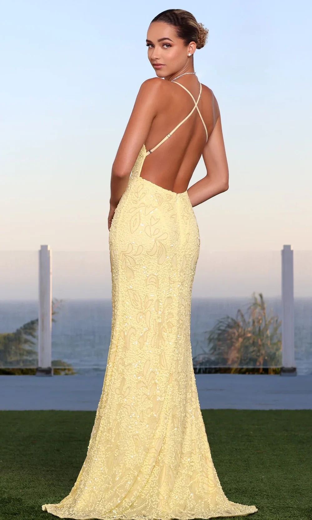 Chandalier 30118 - Fitted Formal Dress with Front Slit Prom Dresses
