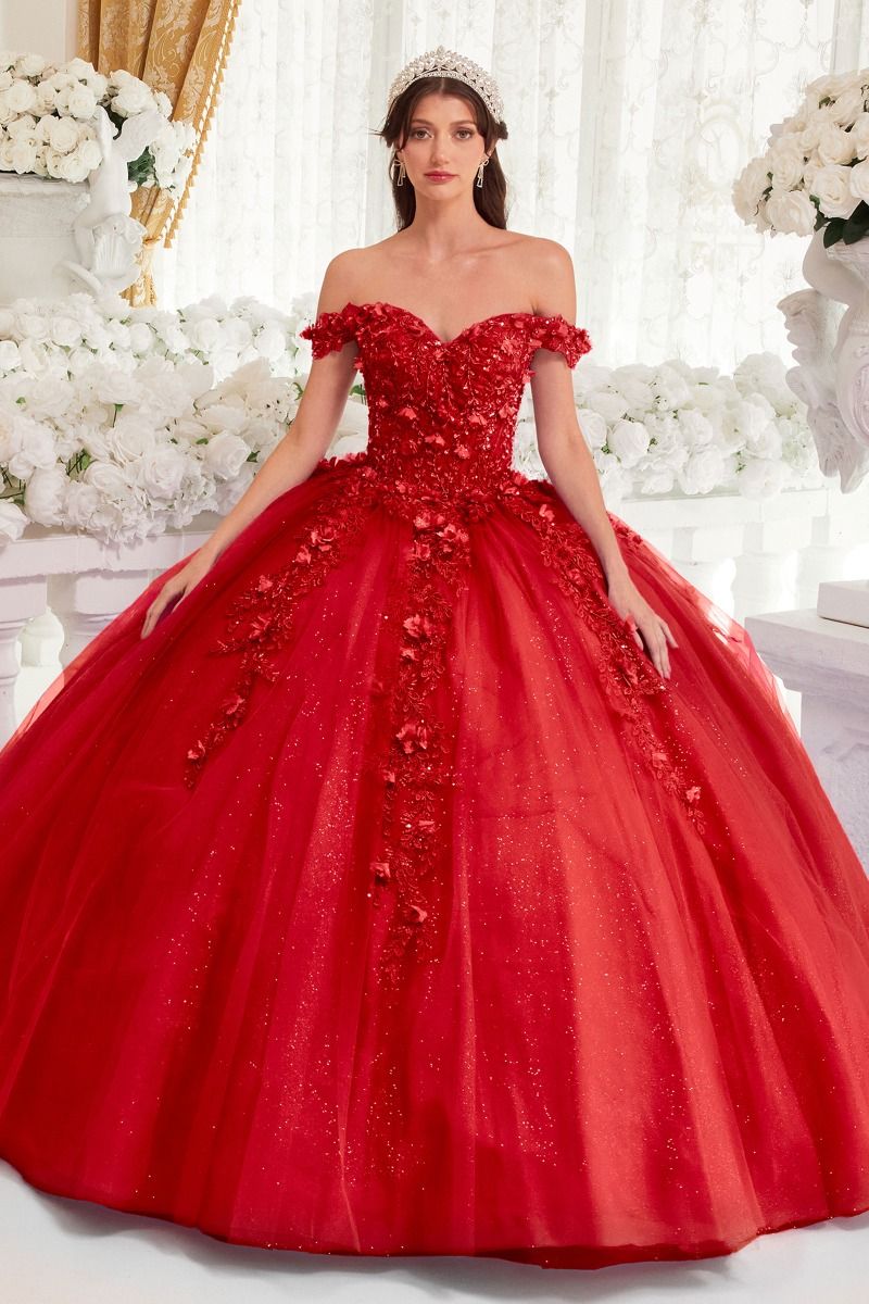 Ladivine 15717 - 3D Floral Applique Ballgown