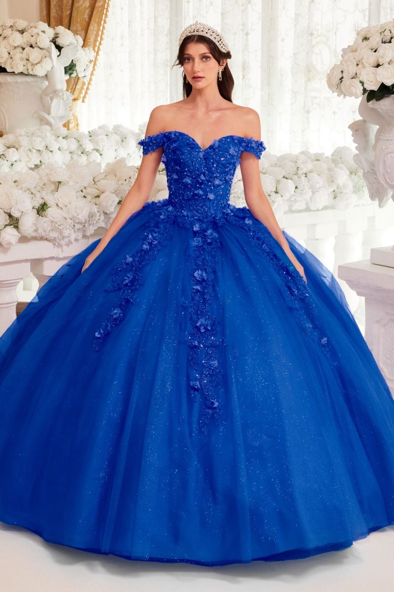 Ladivine 15717 - 3D Floral Applique Ballgown