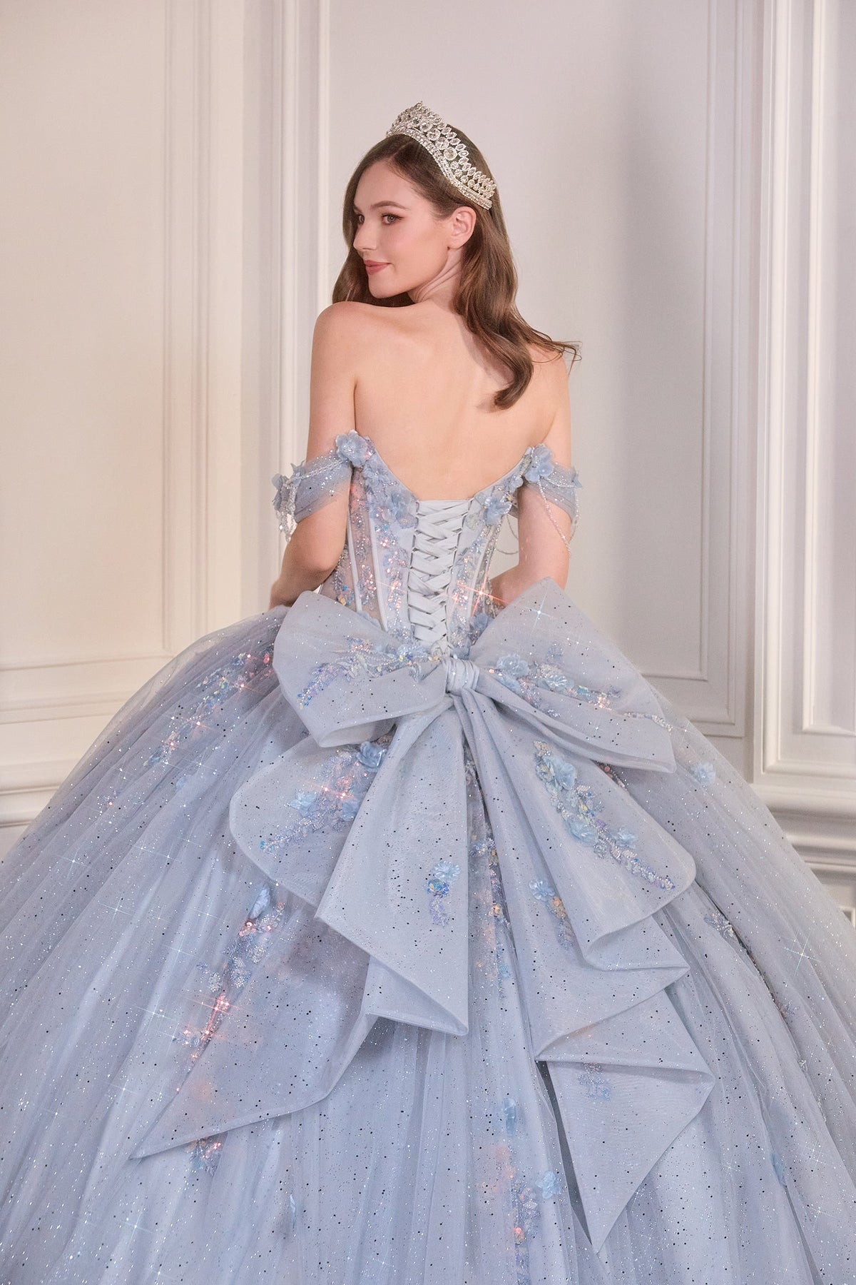 Ladivine 15728 - Off-the-Shoulder Corset Ballgown Quinceanera Dresses in Blue