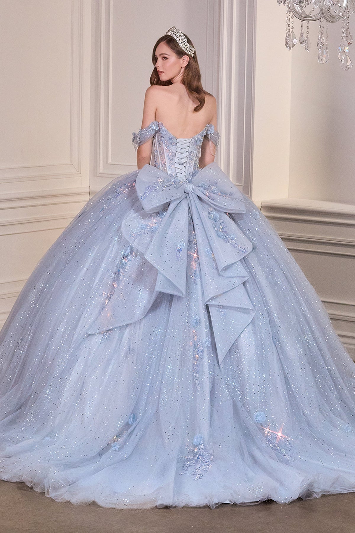 Ladivine 15728 - Off-the-Shoulder Corset Ballgown Quinceanera Dresses in Blue