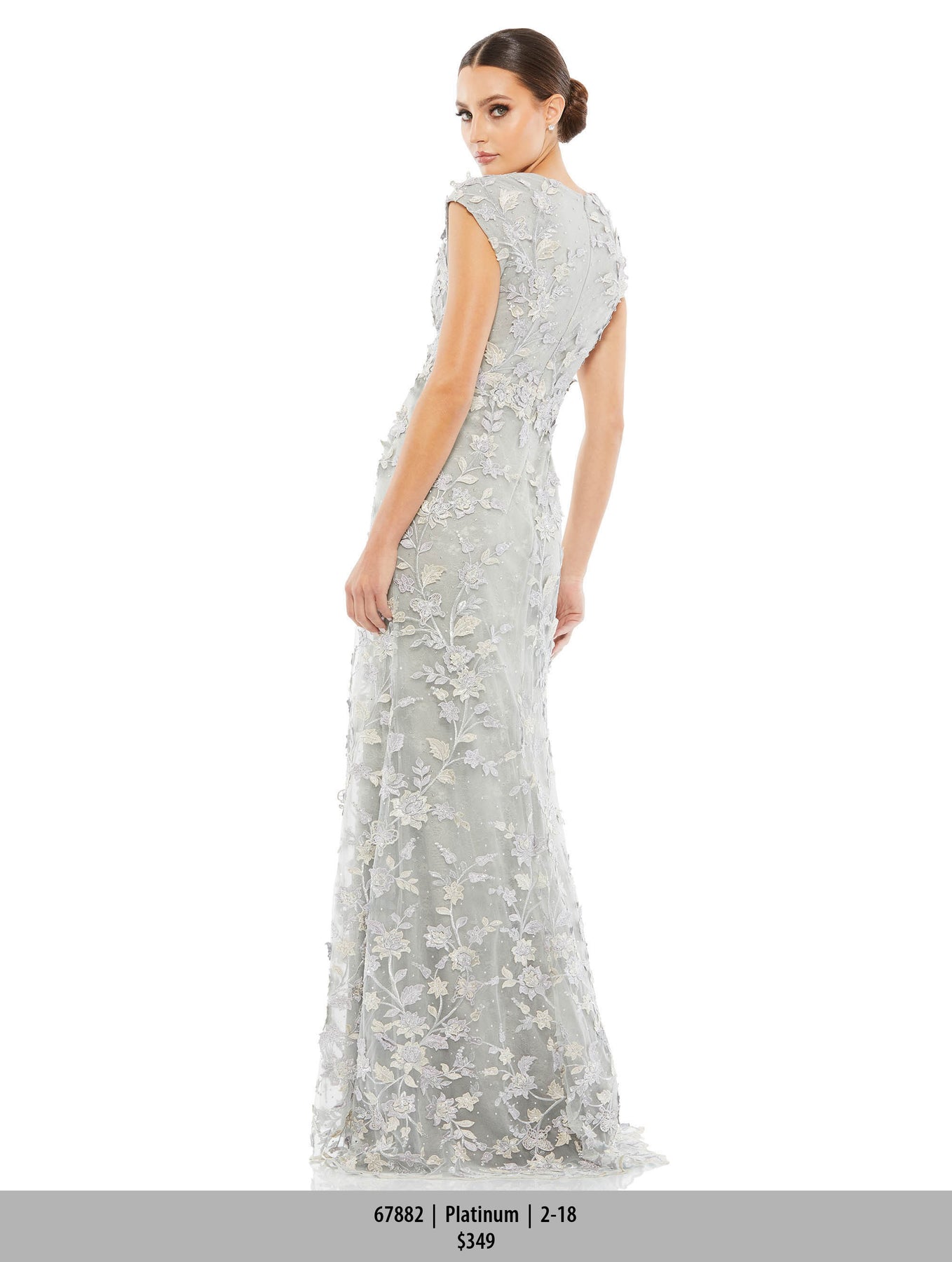 Mac Duggal 67882 - Cap Sleeve Floral Embroidered Gown