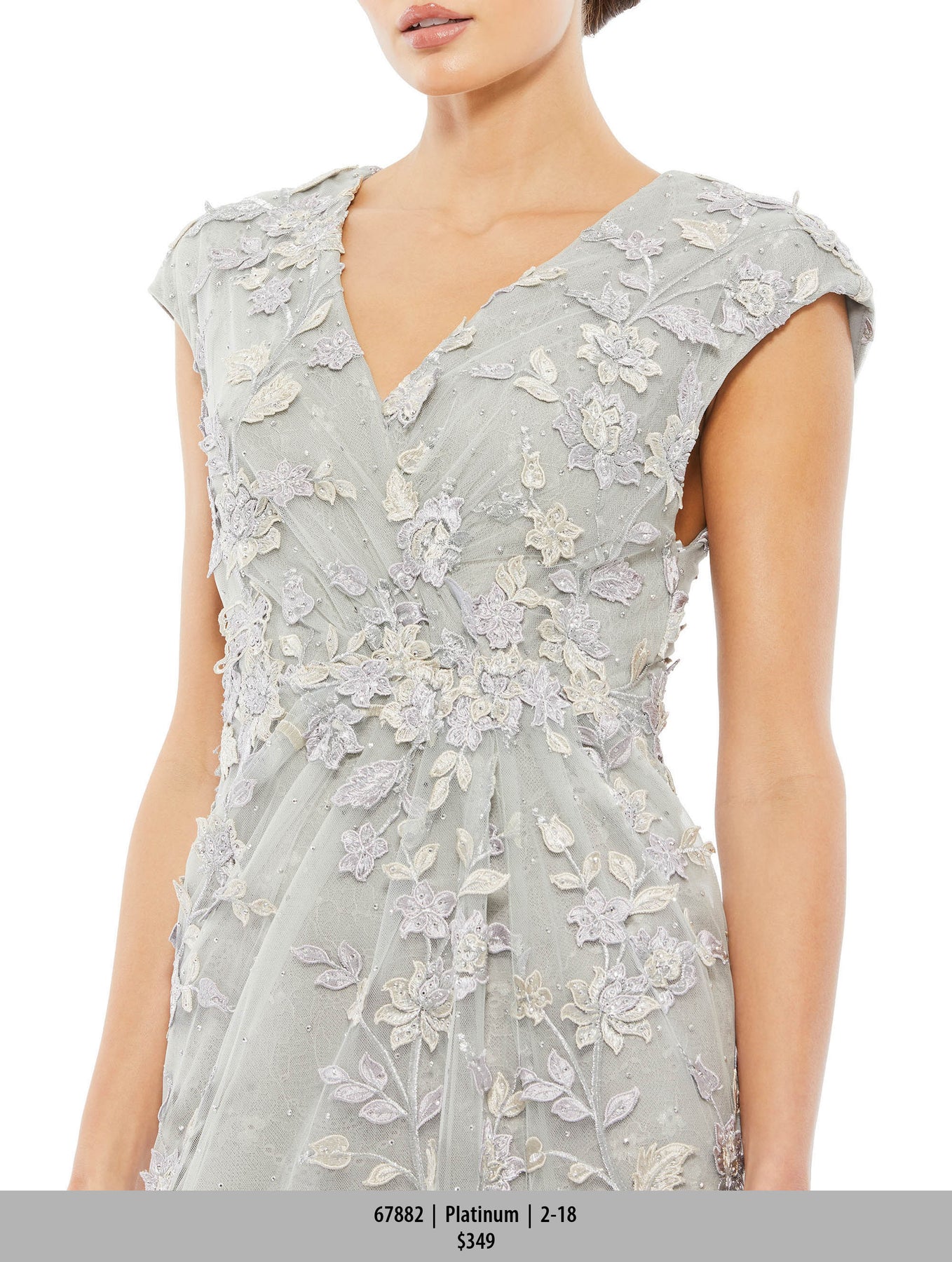 Mac Duggal 67882 - Cap Sleeve Floral Embroidered Gown