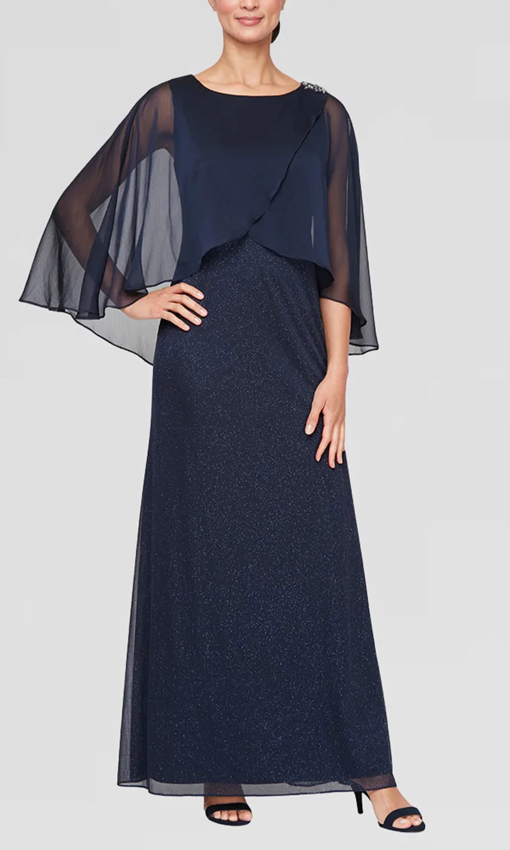 S.L. Fashions Dresses (SLNY) 9433256 - Column Bateau Formal Dress Evening Dresses in Blue and 
