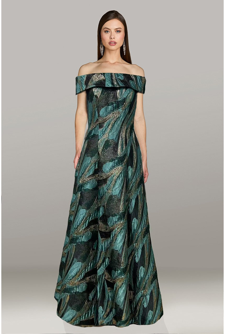 Feriani Couture 18339 - Off Shoulder A-Line Evening Gown